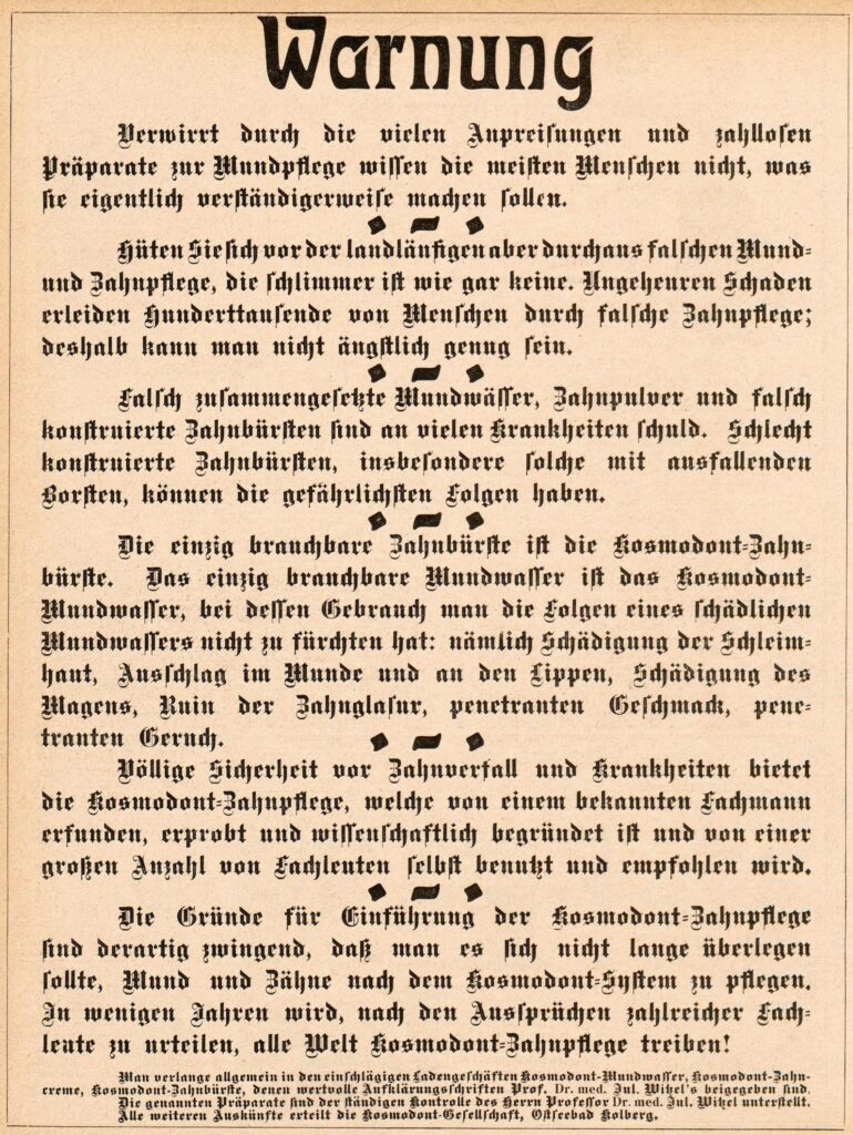 Kosmodont-Anzeige im Beiblatt der Fliegenden Blätter Nr. 3120 vom 12. Mai 1905